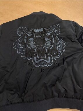 Kenzo Black Bomber Jacket with Ribbed Trim
